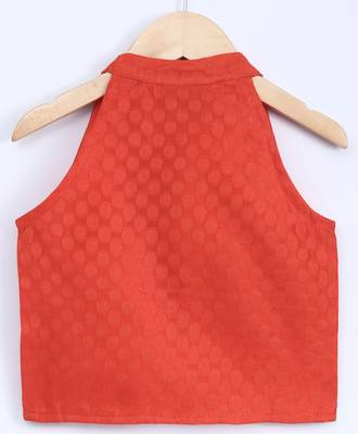 Twisha girls textured incut style top & self design palazzo - orange & blue 4