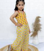 Twisha girls printed dhoti style jumpsuit - yellow