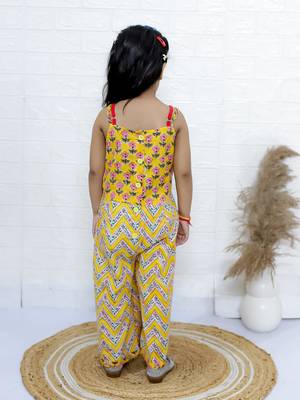 Twisha girls printed dhoti style jumpsuit - yellow 3