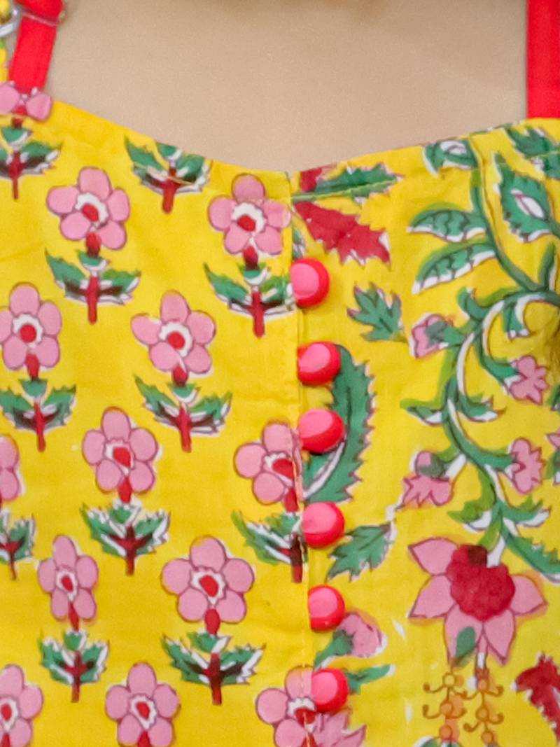 Twisha girls printed dhoti style jumpsuit - yellow