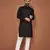 Black embroidered cotton straight kurta