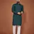 Teal embroidered cotton straight kurta
