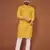 Yellow embroidered cotton straight kurta
