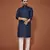 Navy blue embroidered cotton straight kurta