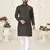 Black jacquard linen cotton straight kurta
