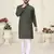 Green jacquard linen cotton straight kurta