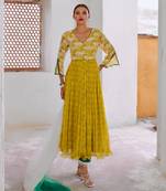 Lemon green chiffon bahaar anarkali set