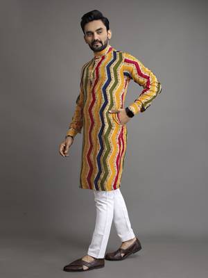 Multicolor printed cotton straight kurta with payjama 1