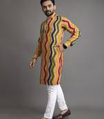 Multicolor printed cotton straight kurta with payjama