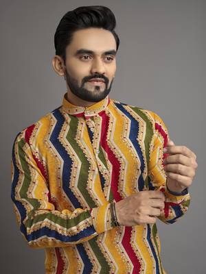 Multicolor printed cotton straight kurta with payjama 3