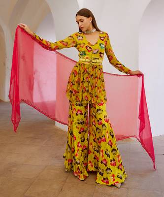 Bumblebee green chiffon the poppy treasure tunic set 2