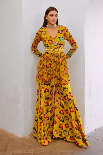 Bumblebee green chiffon the poppy treasure tunic set