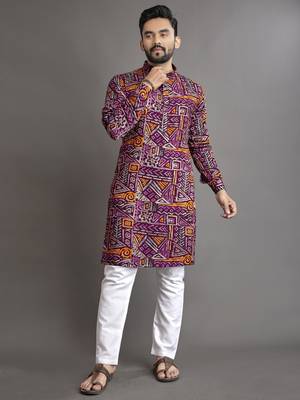 Multicolor printed cotton straight kurta 1