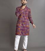 Multicolor printed cotton straight kurta