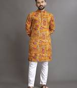 Multicolor printed cotton straight kurta