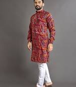 Multicolor printed cotton straight kurta