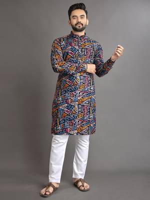 Multicolor printed cotton straight kurta 1
