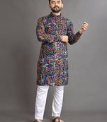 Multicolor printed cotton straight kurta