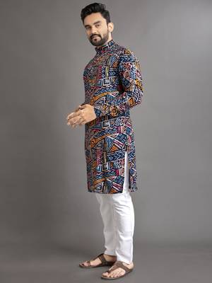 Multicolor printed cotton straight kurta 2