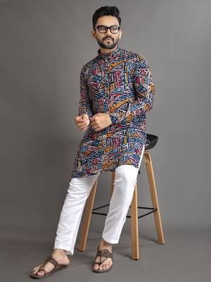 Multicolor printed cotton straight kurta 3