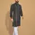 Black printed cotton straight kurta