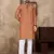Orange linen silk straight kurta