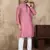 Pink linen silk straight kurta