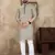 Grey linen silk straight kurta