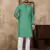 Rama green linen silk straight kurta
