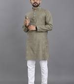 Grey weaving linen cotton straight kurta