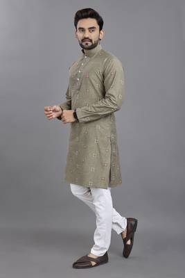 Grey weaving linen cotton straight kurta 2