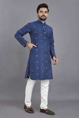 Teal weaving linen cotton straight kurta 2
