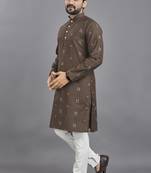 Brown weaving linen cotton straight kurta