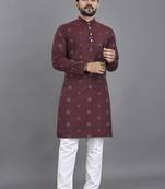 Purple weaving linen cotton straight kurta