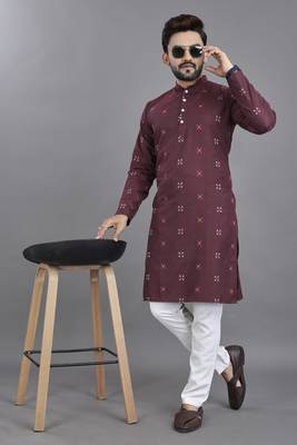 Purple weaving linen cotton straight kurta 3