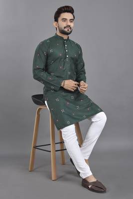 Green weaving linen cotton straight kurta 3