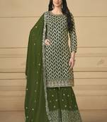 Designer mehendi faux georgette embroidery sharara suit