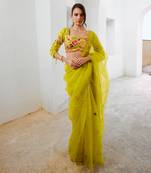 Gulbahar lemon green dil-bagh saree blouse set