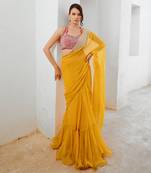 Marigold gulbahar saree with laal blouse set