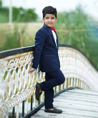 Navy formal coat suit for party for boys 4