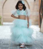 Sea green colored lehenga for wedding for girls