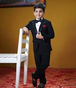   majestic black coloured party wear coat suit for boys  