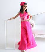 Neon pink coloured dress for girls