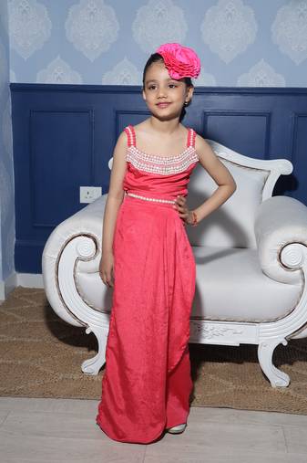 Pink pearl party dress for little ones