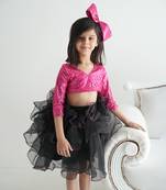 Pink and black coloured birthday dress for girls