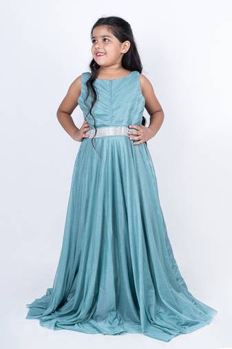 Sea green color party wear gown for girls