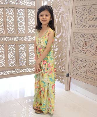 Self-printed party wear sharara set for girls 2