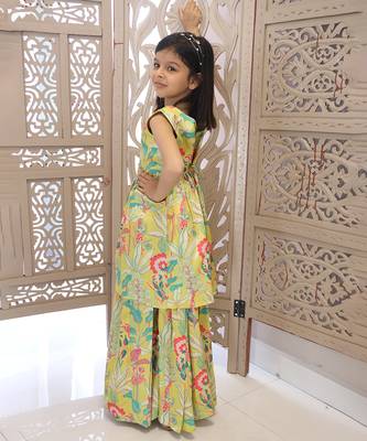 Self-printed party wear sharara set for girls 3