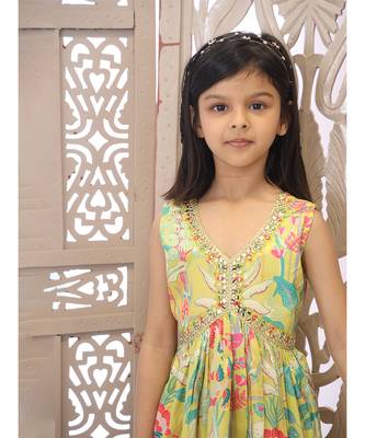 Self-printed party wear sharara set for girls 4