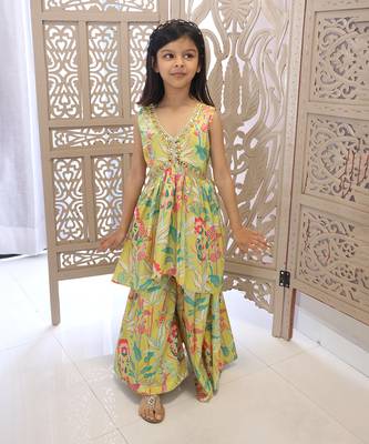 Self-printed party wear sharara set for girls 5